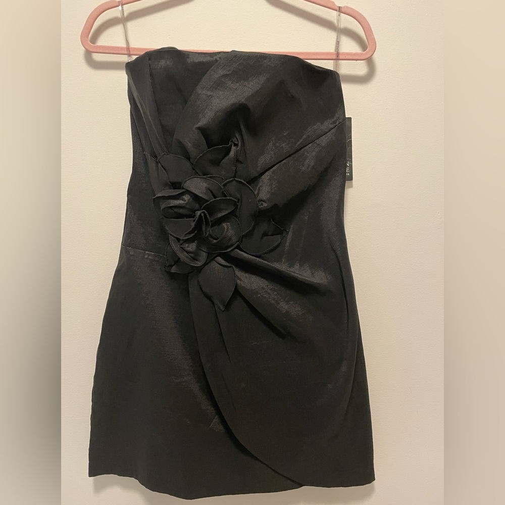 NWT Alyn Paige black strapless dress with floral detail